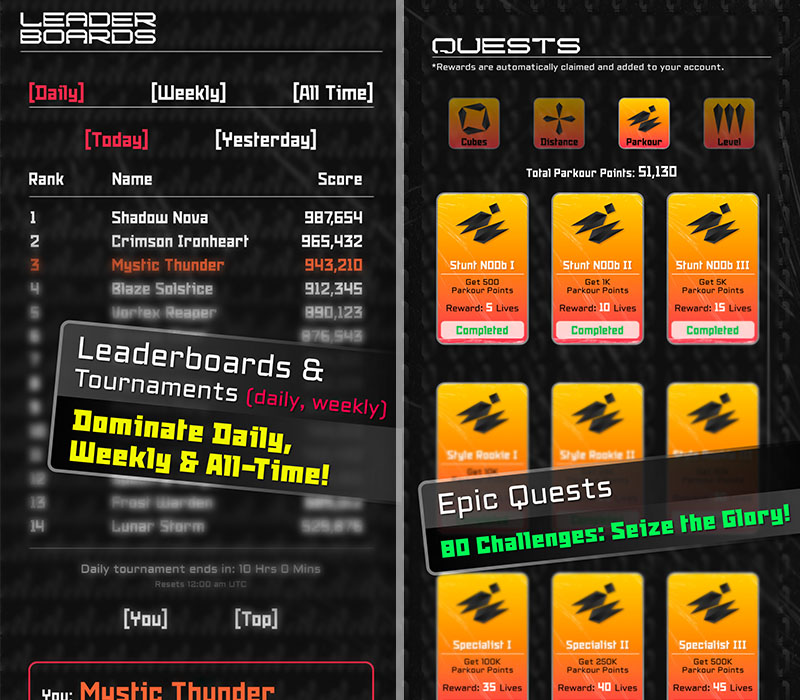 RunX - Leaderboards Quests